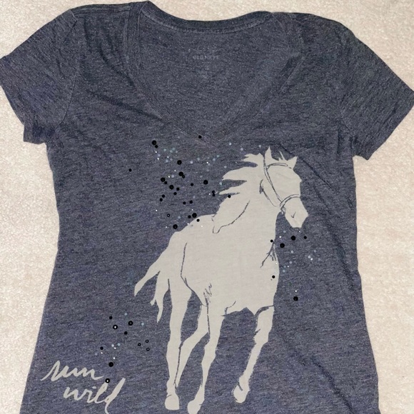 OLD NAVY ‘Run Wild’ Horse studded gem T-Shirt - Picture 1 of 1